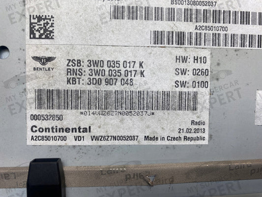 Bentley Continental GT 2011 Rebooting Continental 3W0035017K Head Unit Repair Kit