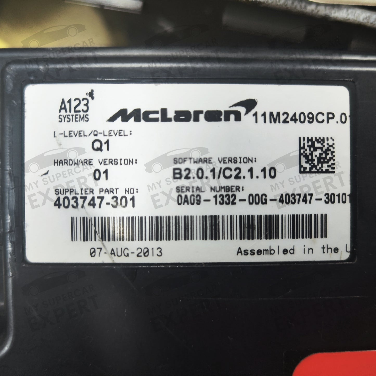 McLaren MP4-12C 625C 650S 675LT  P1 2011-2017 Gen 1 Lithium Battery 762.96Wh 5.78Ah 11M1920CP refurbished