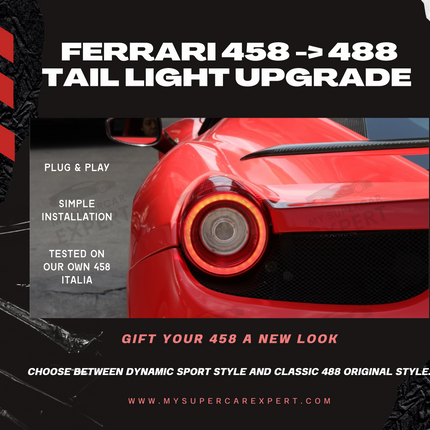 Ferrari 458 (F142) 2009-2015 488 style Tail Lights aftermarket upgrade kit