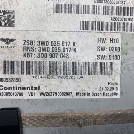 Bentley Continental GT 2011 Rebooting Continental 3W0035017K Head Unit Repair Kit