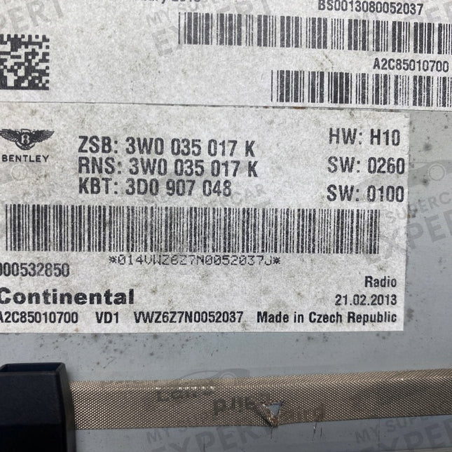 Bentley Continental GT 2011 Rebooting Continental 3W0035017K Head Unit Repair Kit